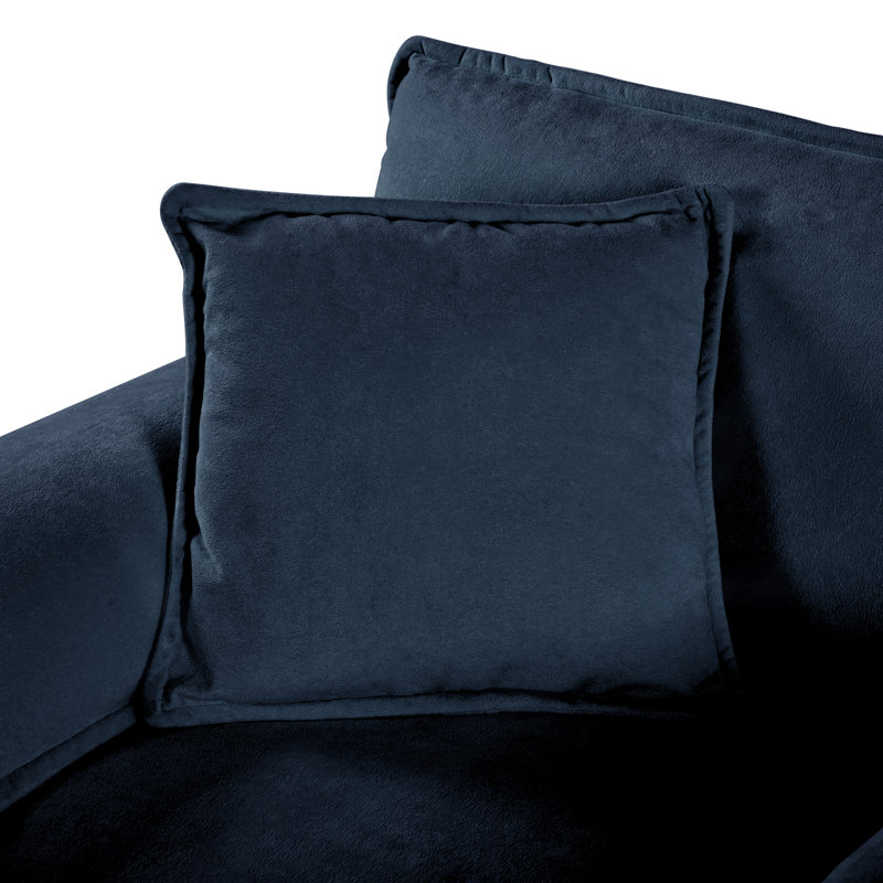 Deep Seat Sectional Cloud Sofa With 2 Ottomans & Soft Pillows, Loveseat Modular Couch For Living Room, Apartment,DIY Combination,Blue