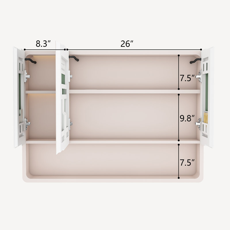Armoire de toilette en aluminium avec miroir et 3 lumières DEL et fonction de désembuage