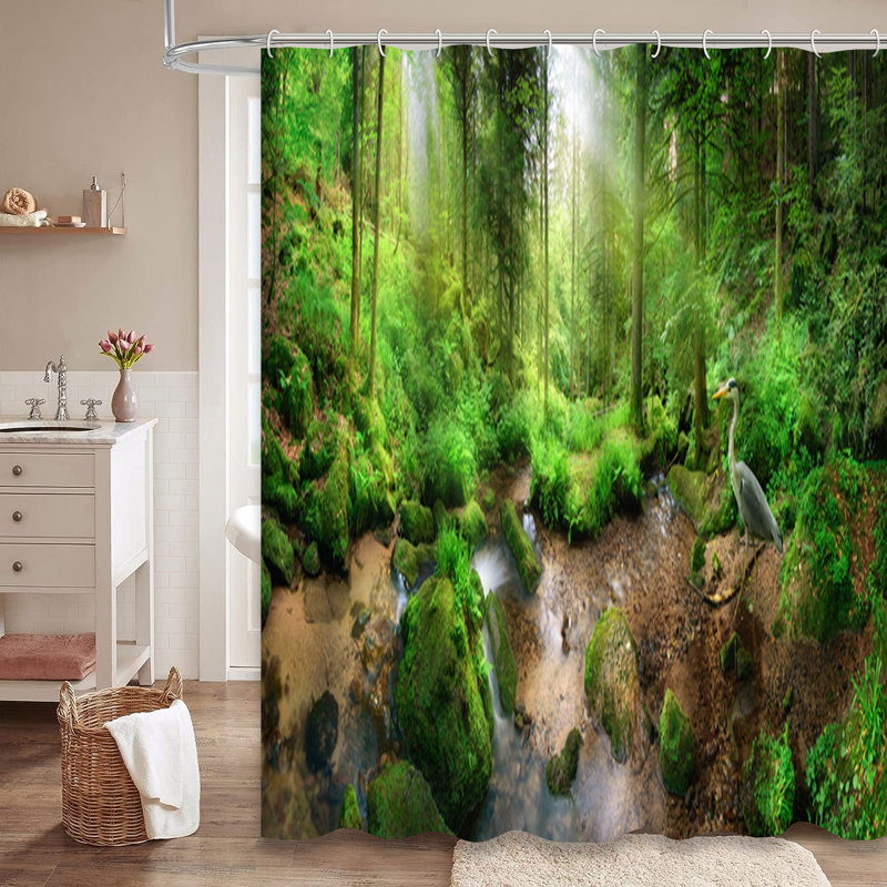 Rideau de douche avec 12 crochets Forest, L 72 po x l 84 po