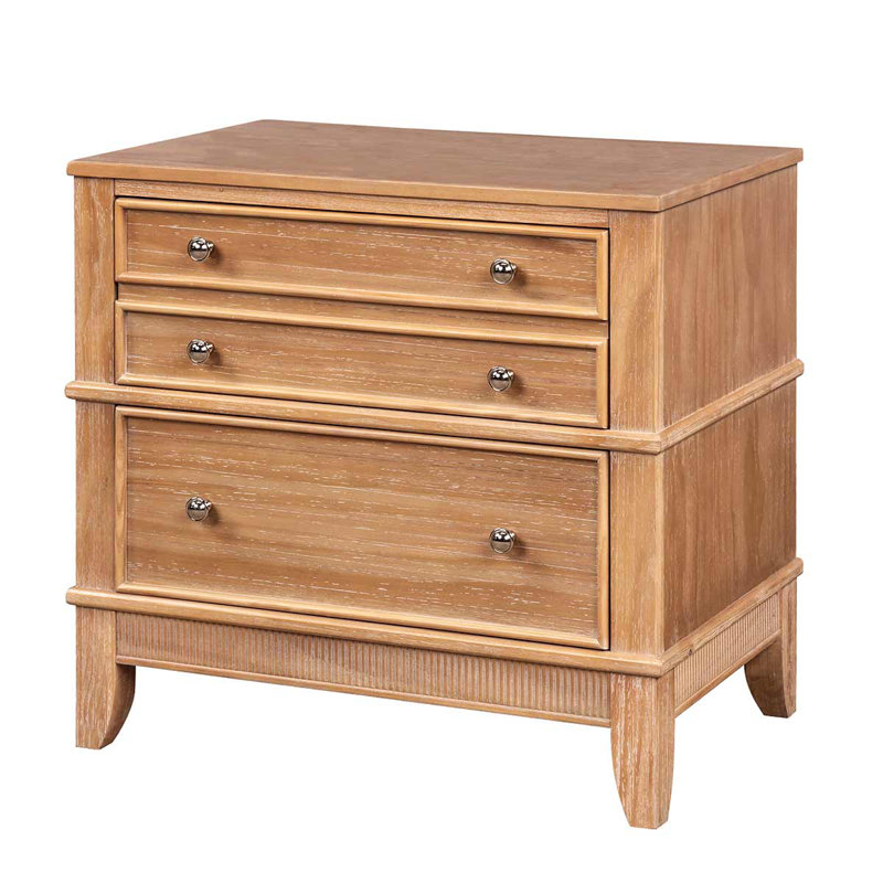 Commode en bois massif 3 tiroirs Conrado, Brun