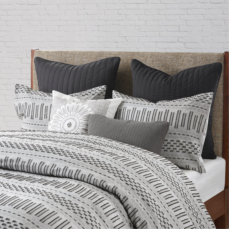 Ensemble de housse de couette en jacquard de coton très grand / très grand avec détails de cils, très confortable et de style campagnard pour le décor de la chambre à coucher