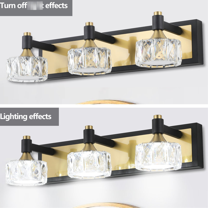 Led Modern Bathroom Vanity 3- - Sparkling Crystals Over Mirror -Proof Bath Fixture Crystal