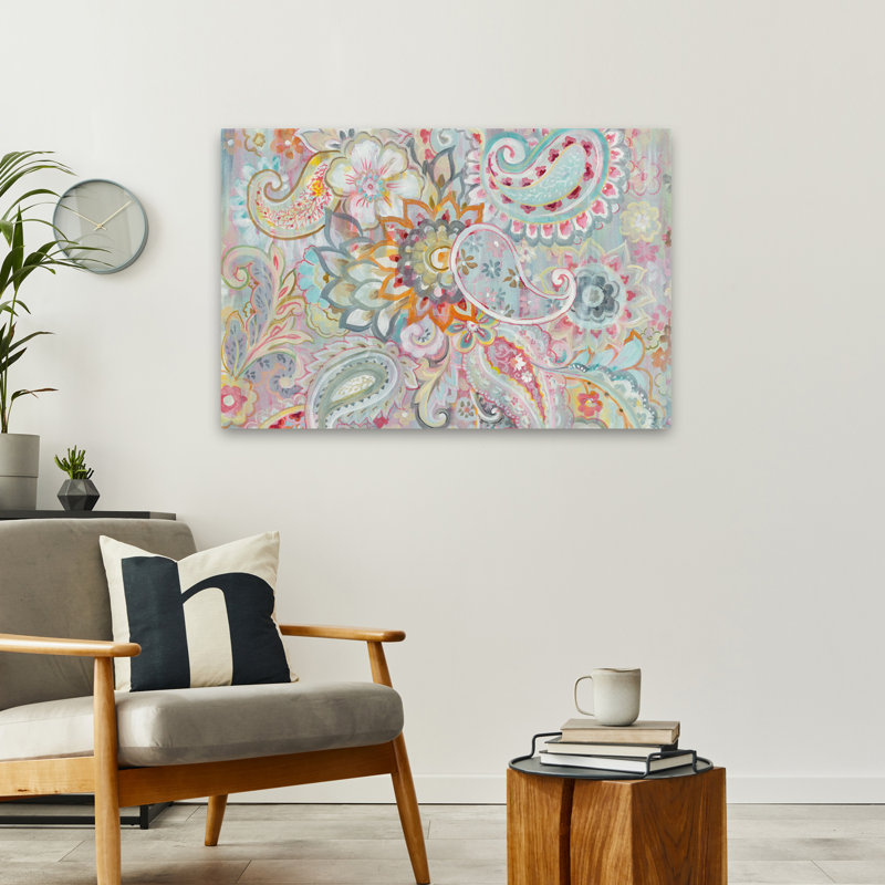 Art abstrait abstrait et bleu Boho japonais, H 24 po x l 36 po