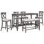 Ensemble de 6 tables de salle à manger à hauteur de comptoir avec 4 chaises et un banc pour la salle à manger-1840024057-1840024058