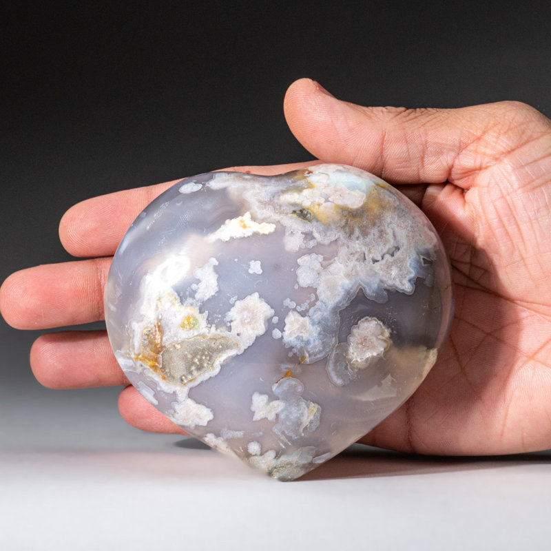 Genuine Polished Flower Agate (Large) Heart from Madagascar
