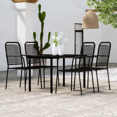Mobilier de salle à manger d'extérieur en acier thermolaqué noir