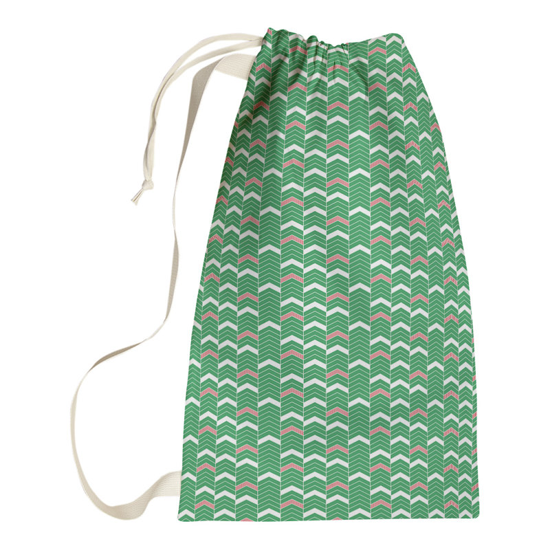 Fabric Laundry Bag with Handles, Small (29" H x 18" W x 1" D), Green