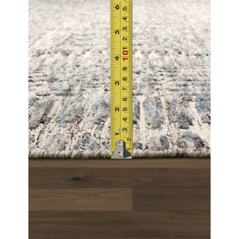 Tapis de zone en laine gris/ivoire 9 pi x 12 po one-of-kind noué la