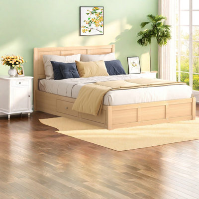 Lit plateforme en bois peu encombrant avec tiroirs de rangement, conception moderne