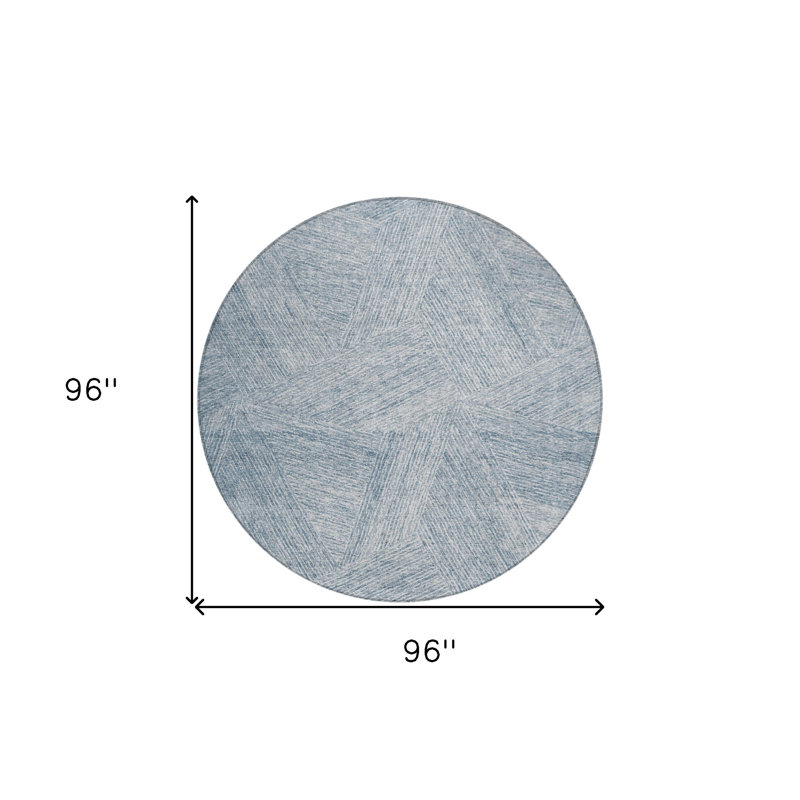 Tapis d'intérieur rond lavable abstrait bleu 8 pi Denim
