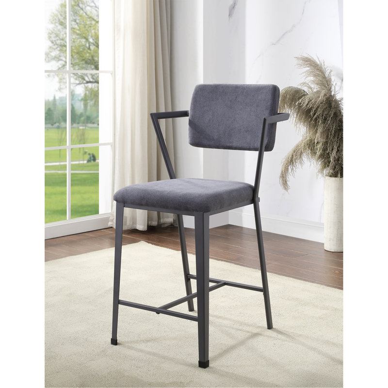 Ensemble de chaises à hauteur de comptoir en tissu gris et gris acier (ensemble de 2)