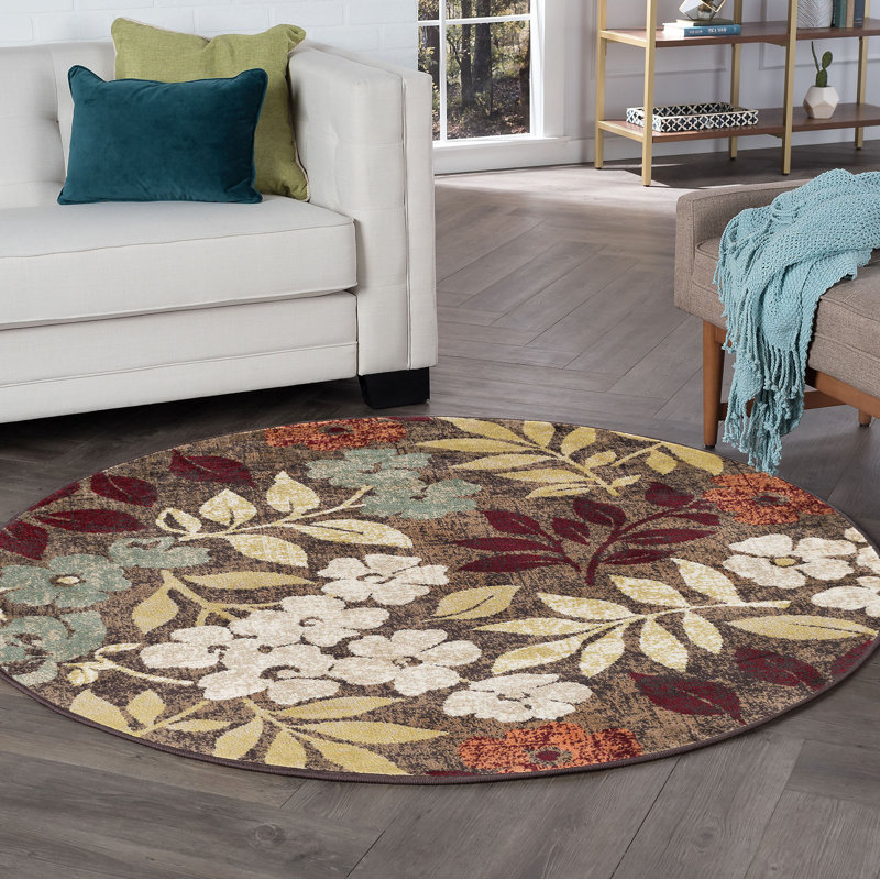 Tapis transitionnel brun Highfill, Rond 7 pi 10 po