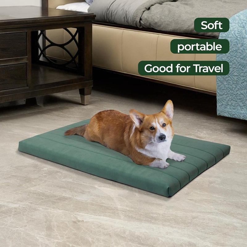 Orthopedic Dog Bed Pad – Washable Crate Foam Pet Mat With Waterproof Liner For Large, Medium, And Puppy Dogs, Mint Leaf