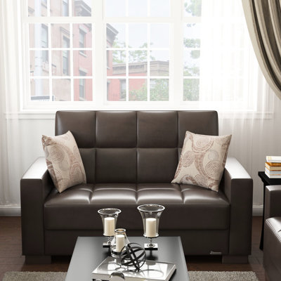 Upholstered With Storage, . Convertible For Multiple Uses. Suited Small Spaces. Quality Crafted In Turkey. Supports 600 Lbs. Comfortable Seat Cushions. Spot Clean Directions Storage Leather. Convert