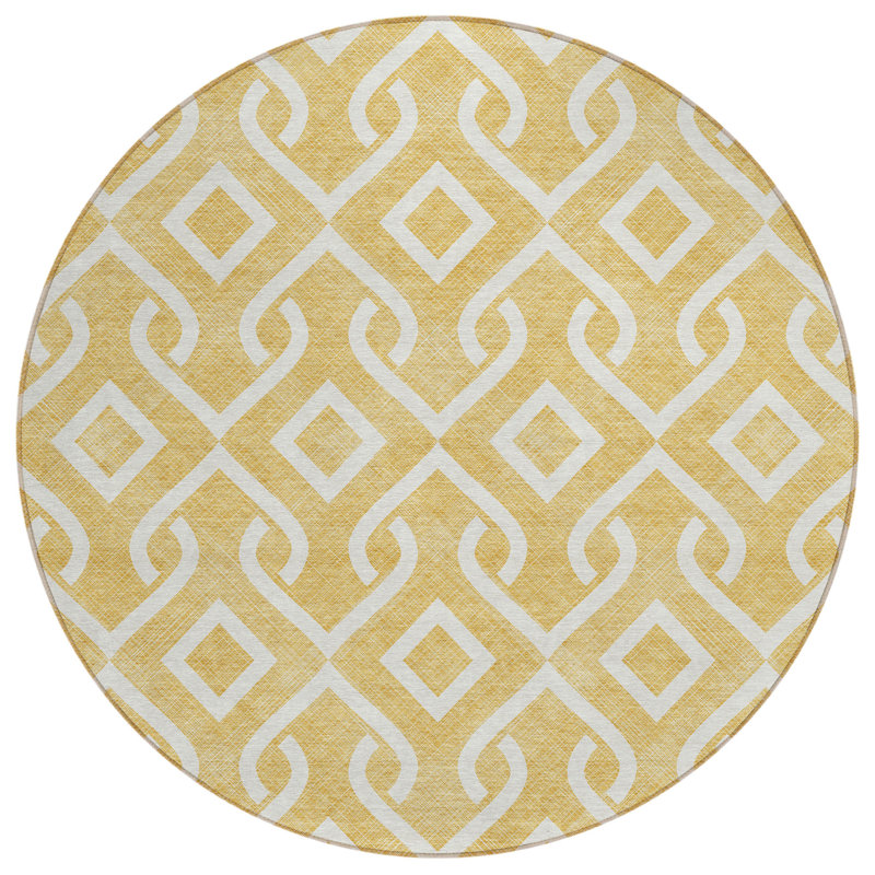 Tapis intérieur / extérieur Felisa avec envers antidérapant, Rond 8 pi