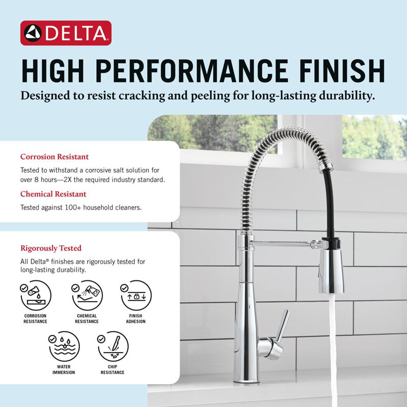 Essa Pro Style Commercial Kitchen Faucet with Pull Down Sprayer, Chrome Single Hole Kitchen Sink Faucet, Single Handle, Chrome
