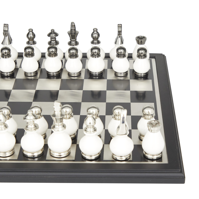 Ensemble de jeu en aluminium Neta, H 4,25 po x L 15,85 po x l 15,85 po, Blanc / argenté