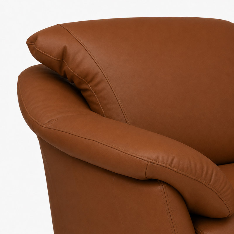 Canapé modulaire en cuir fleur Ramdev, Orienté à droite, Cuir véritable cèdre