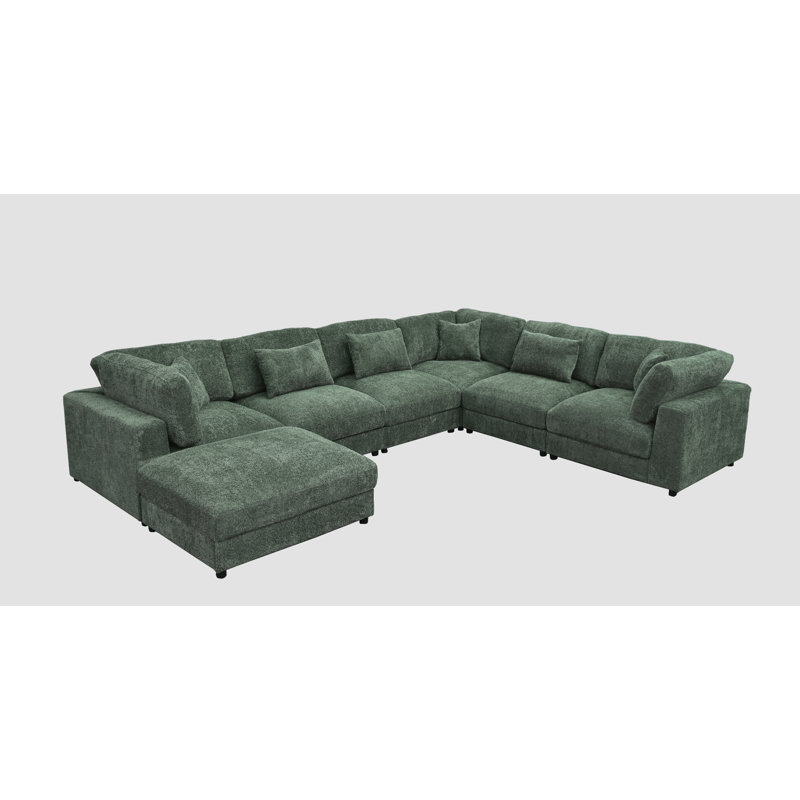 Canapé modulaire Everden, H 33 po x l 144 po x P 112 po, Polyester vert