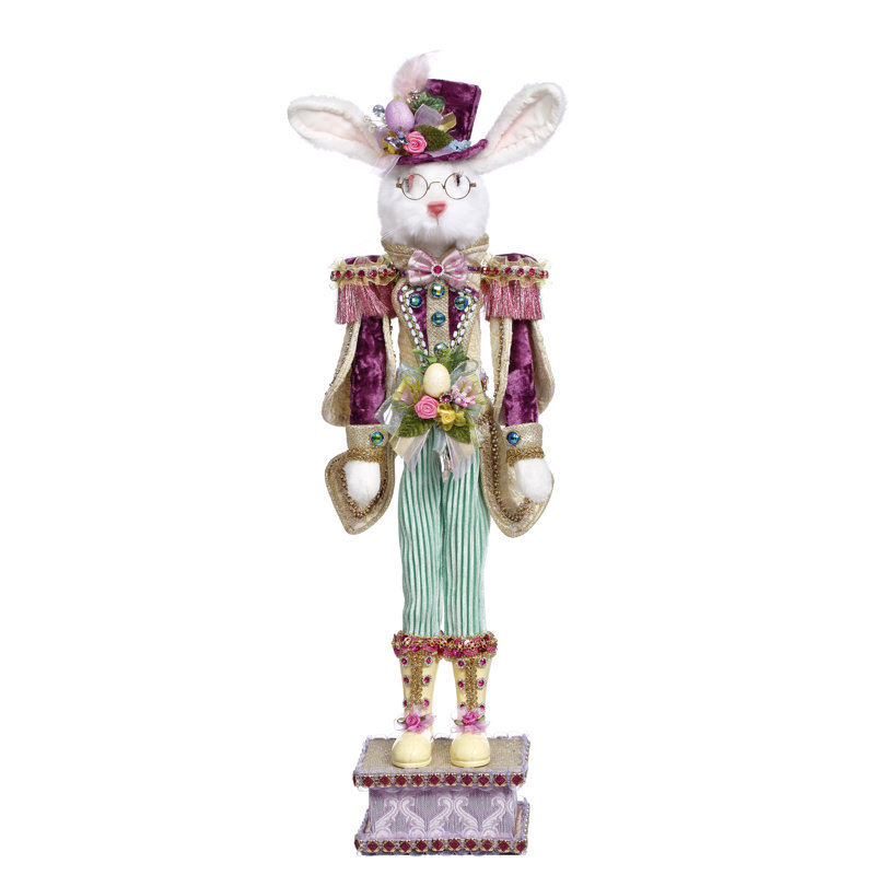 Rabbit Nutcracker Green, Small - 24.5 Inches