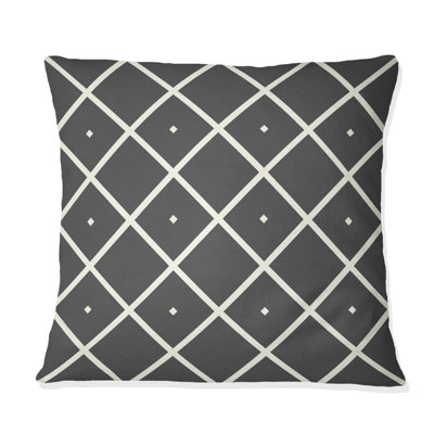 Coussin décoratif gris et blanc à motif argyle I