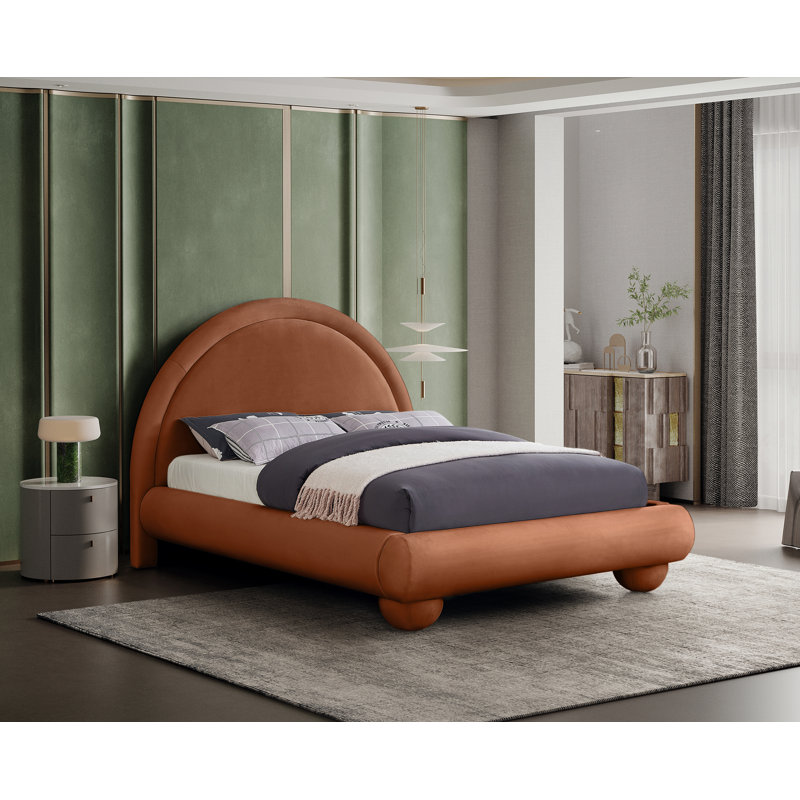 Madrid Velvet Bed, Queen, Cognac Velvet