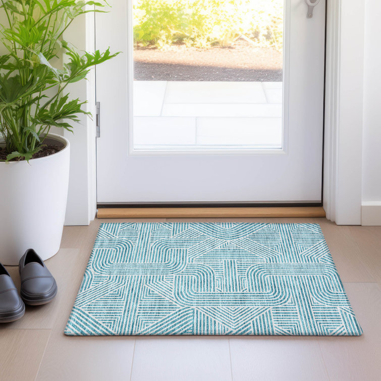 Premium Machine Washable Prisco Teal Rug