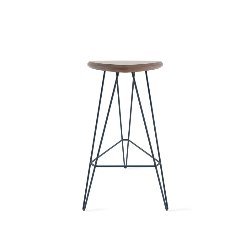 Madison Counter Stool with Metal Frame, American Walnut, Bar Stool (30" Seat Height), Navy