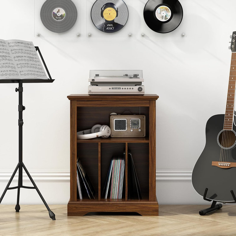 Support de tourne-disque en bois aggloméré à 3 niveaux en vinyle