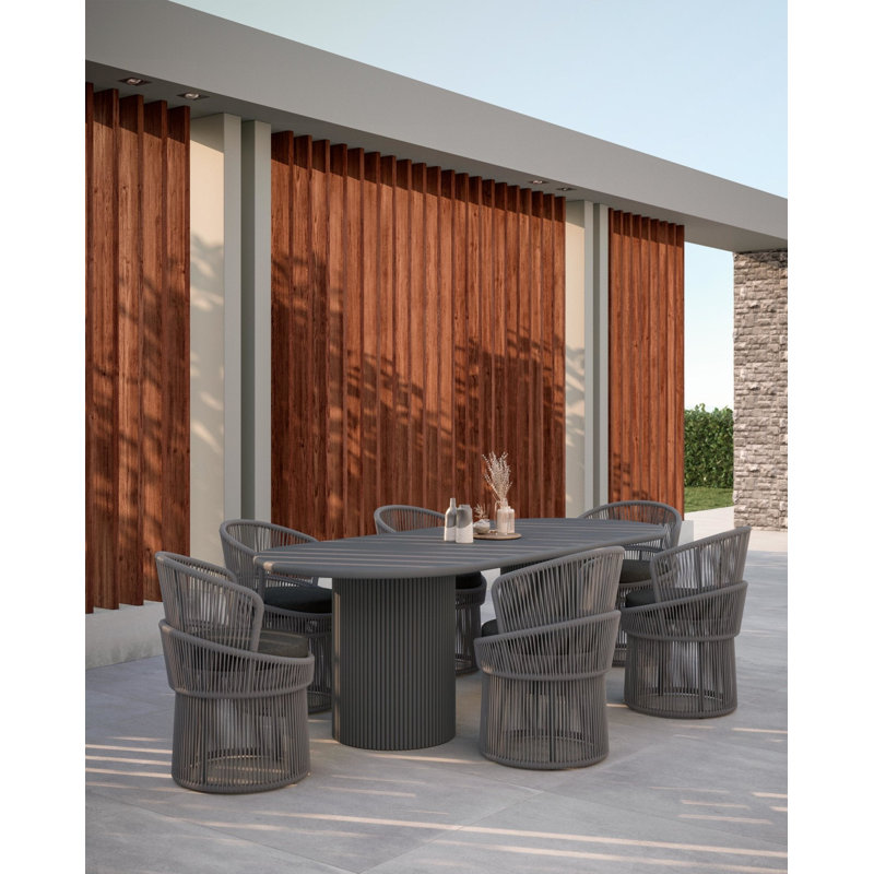 Palma Swivel Patio Dining Armchair with Cushion, Matte Charcoal Frame/Mocha Cushion