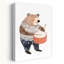 Happy Bear Drummer Playful Contemporary Bear Wall Art Print 1 Piece Wrapped Canvas Wall Art-635561813