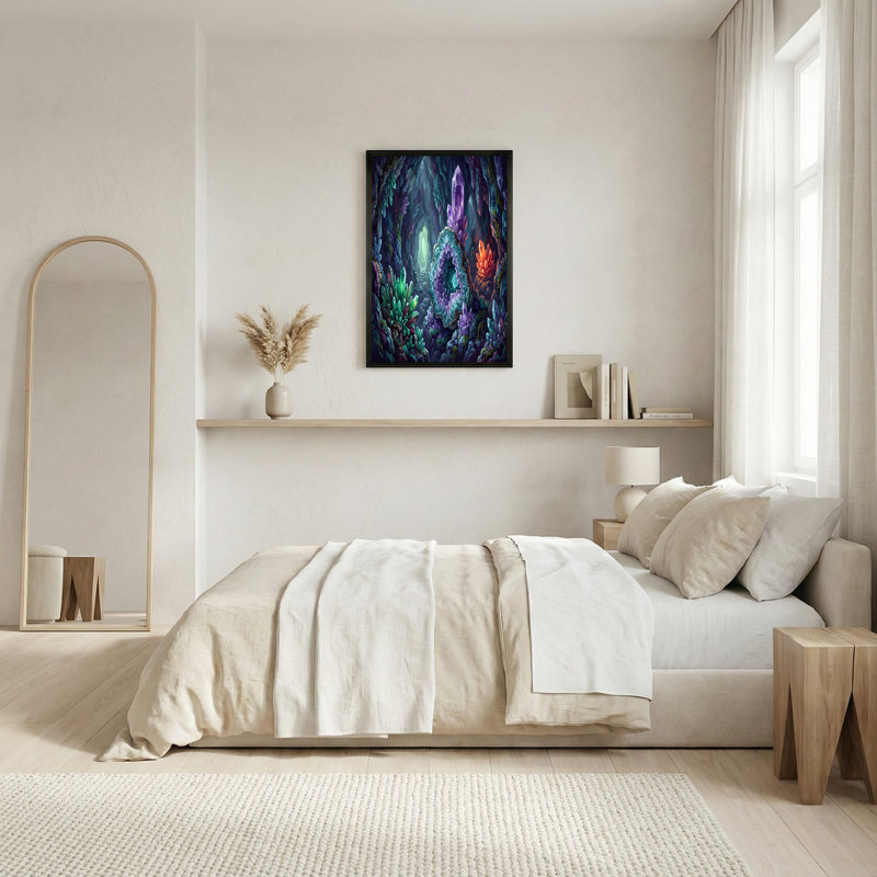 Art mural sur toile Fantasy Crystal Cave, H 20 po x l 30 po