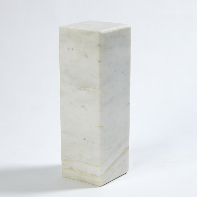 Mini piédestal / colonne montante en marbre, Blanc, H 15 po x l 5 po x P 5 po