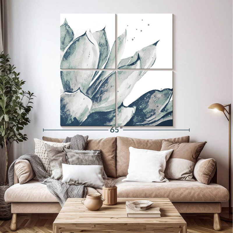 Harnek Blue Agave On White II, 50" H x 50" W