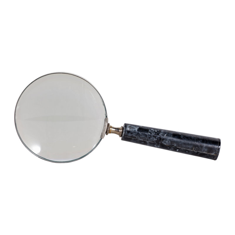 Poignée de sculpture loupe en résine pour décoration intérieure - objet décoratif pour bureau, tablette ou décoration de salon - 9 po, noir et argent