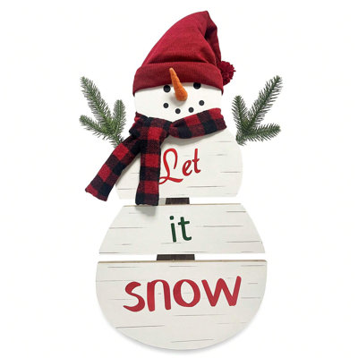 Signe de porche de bonhomme de neige en bois 3D, décoration de Noël pour les fêtes et décoration intérieure