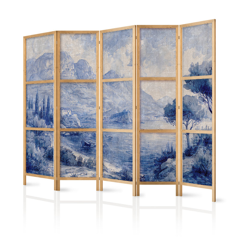 171cm H Solid Wood Folding Room Divider, 171cm H x 225cm W x 1.2cm D