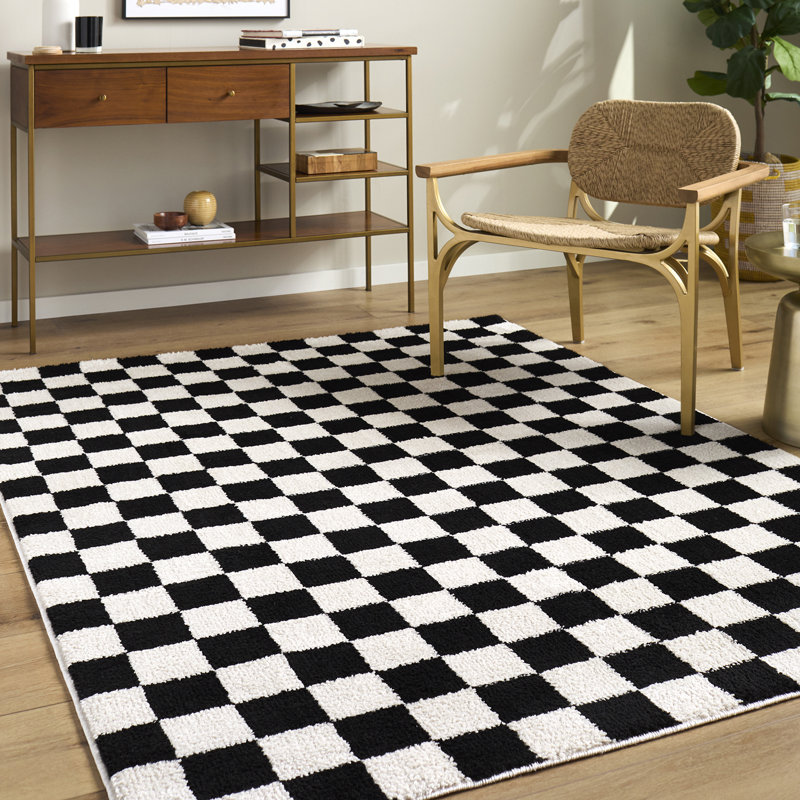 Moroccan Area Rug, Cream/Black, Rectangle 200 x 275 cm