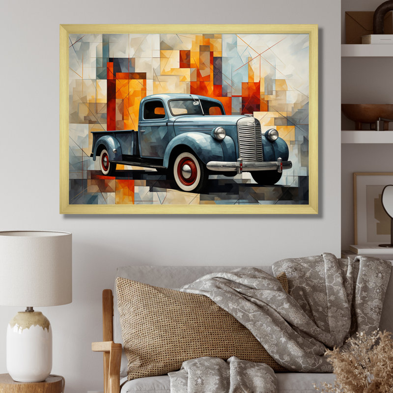 Pickup Truck Geometric Abstraction I - Transportation Canvas Art Print, H 24 po x l 32 po x P 1 po