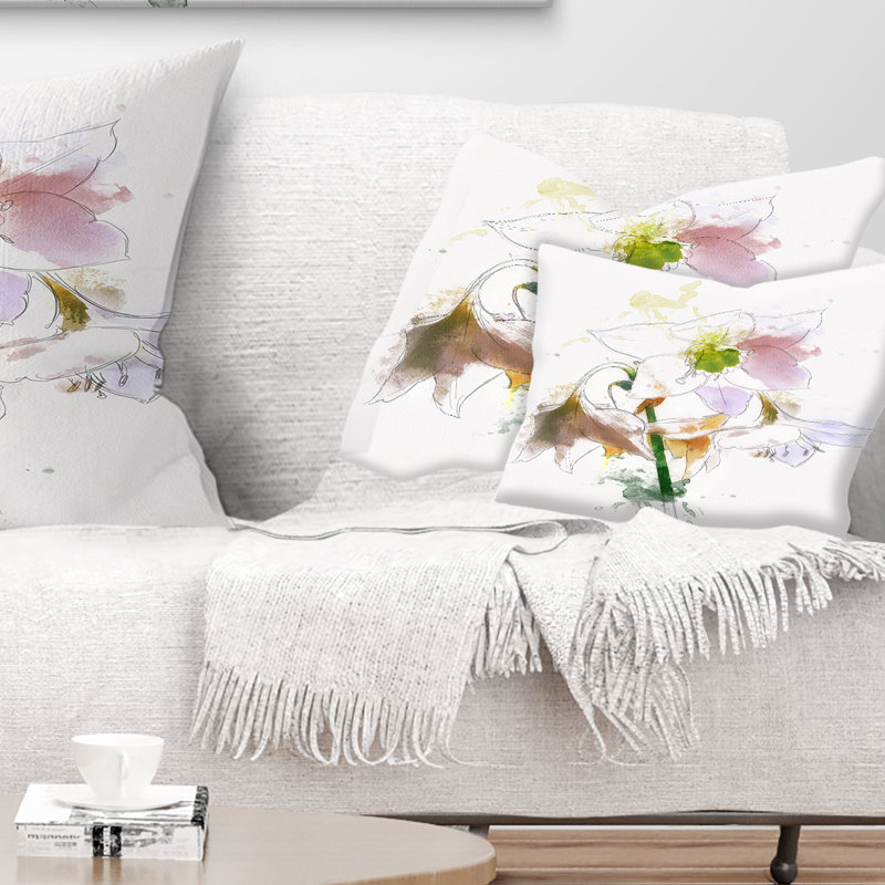 Coussin floral à grandes fleurs, Rectangle, 12 po x 20 po