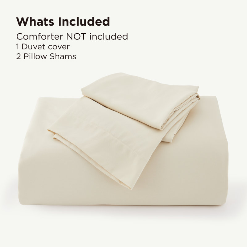 Bedsure Cooling of Rayon Derived from Bamboo, King Duvet Cover + 2 Shams, Light Beige