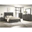 Très grand lit avec finition gris rustique, motif géométrique et style contemporain, tête de lit au point focal de la chambre à coucher, meuble-1854437872