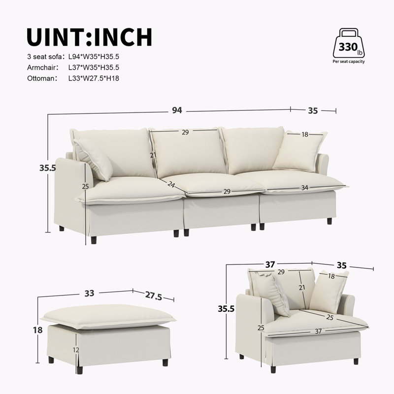 Fauteuil avec repose-pieds et repose-pieds en chenille, Beige