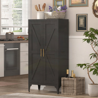Metal Adjustable 2 Doors Metal Storage Cabinet Kitchen Pantry Cabinet With Adjustable Shelves Tall Steel Cabinet Locker
