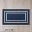 Tapis gris foncé / blanc à double bordure touffeté à la machine-1178890824