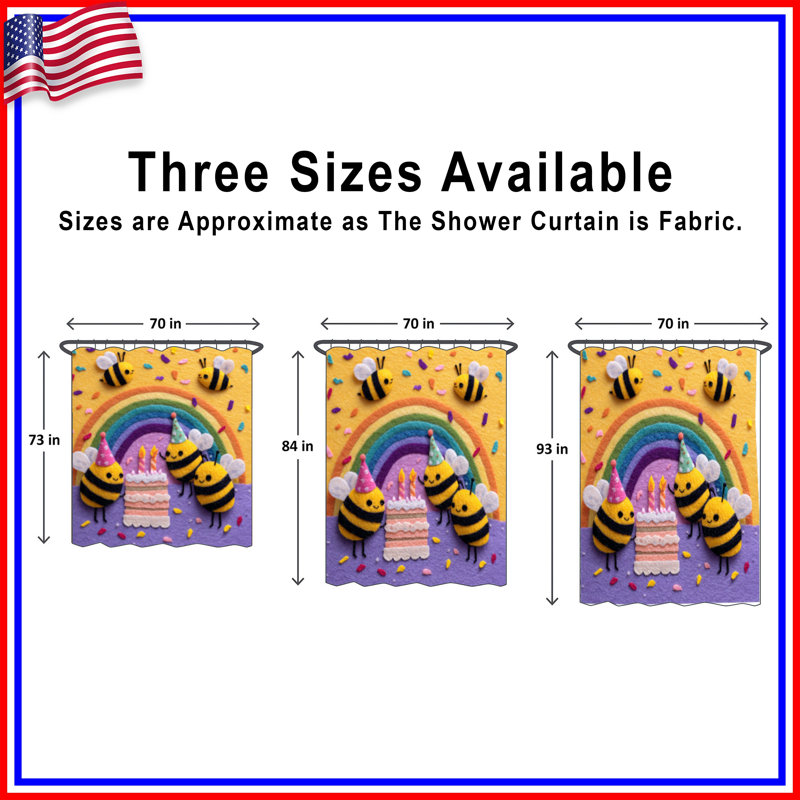 Rideaux de douche Felt Bees Birthday Cake, L 70 po x H 84 po