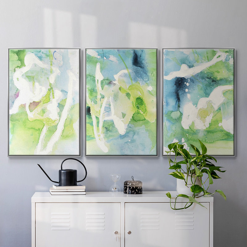 Rising Above I - Ensemble de 3 reproductions encadrées sur toile, H 24 po x l 48 po x P 2 po, Argent