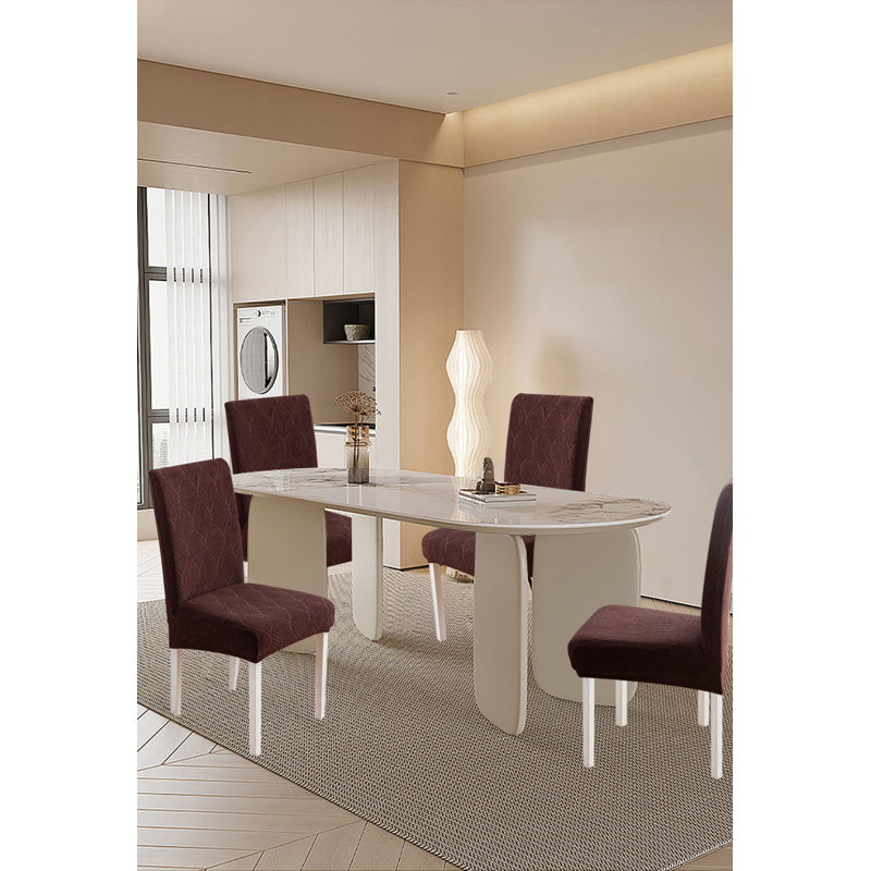 Housse imperméable pour chaise de salle à manger, Mélange de polyester brun