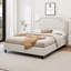 King Size Bed With Button Tufting And Headboard - Velvet Upholstery No Box Spring Fabric Platform Easy To Assemble-461583464-461583461