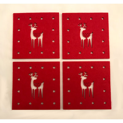 Polyester Square 4 Piece Coaster Set